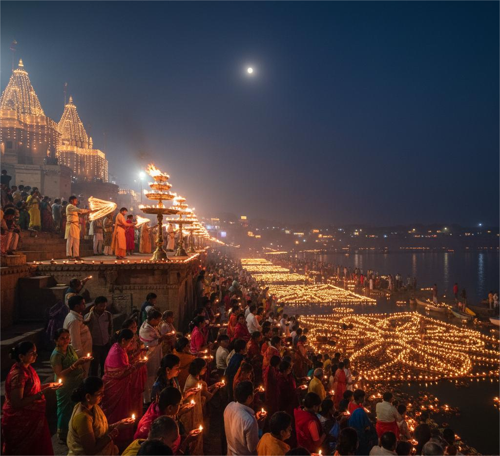 Dev Diwali Festival - Ghats illuminated with diyas